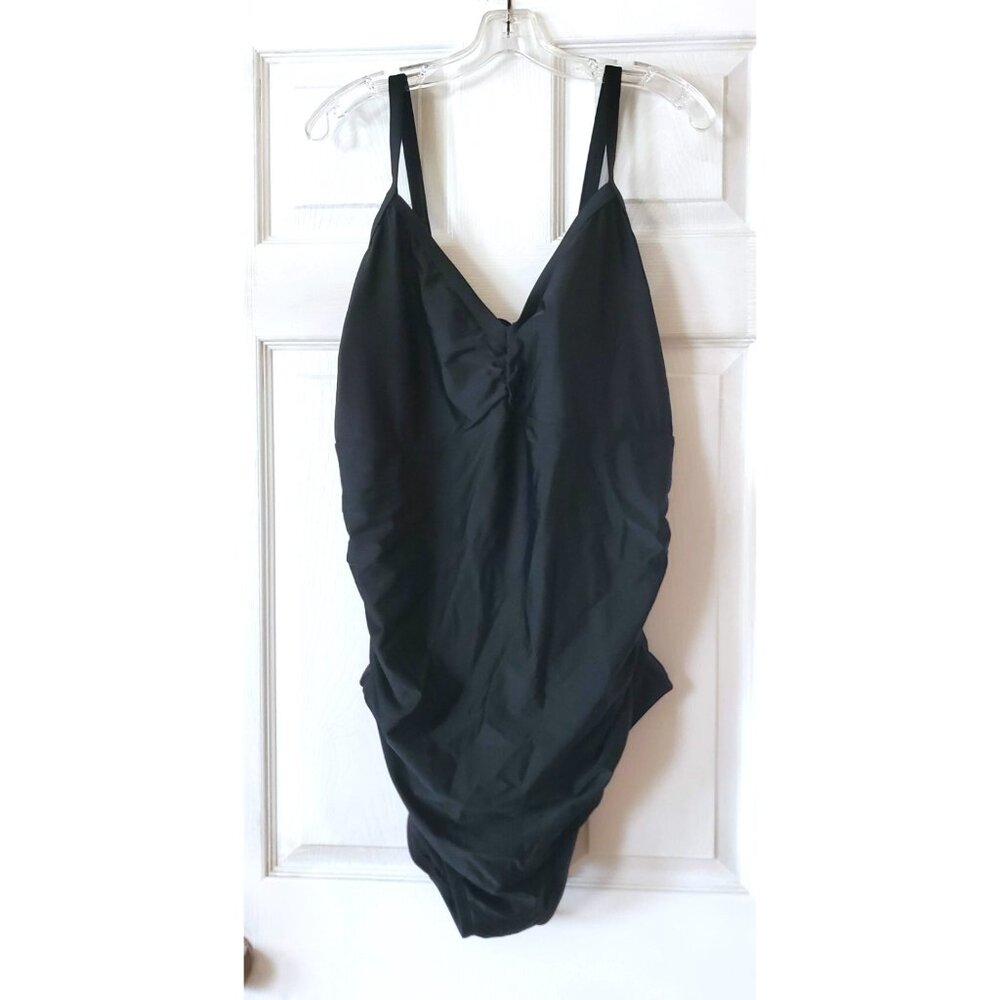 OLD NAVY ONE PIECE BLACK RUCHED SWEEMSUIT BATHING SUIT SIZE 3X PLUS NWOT